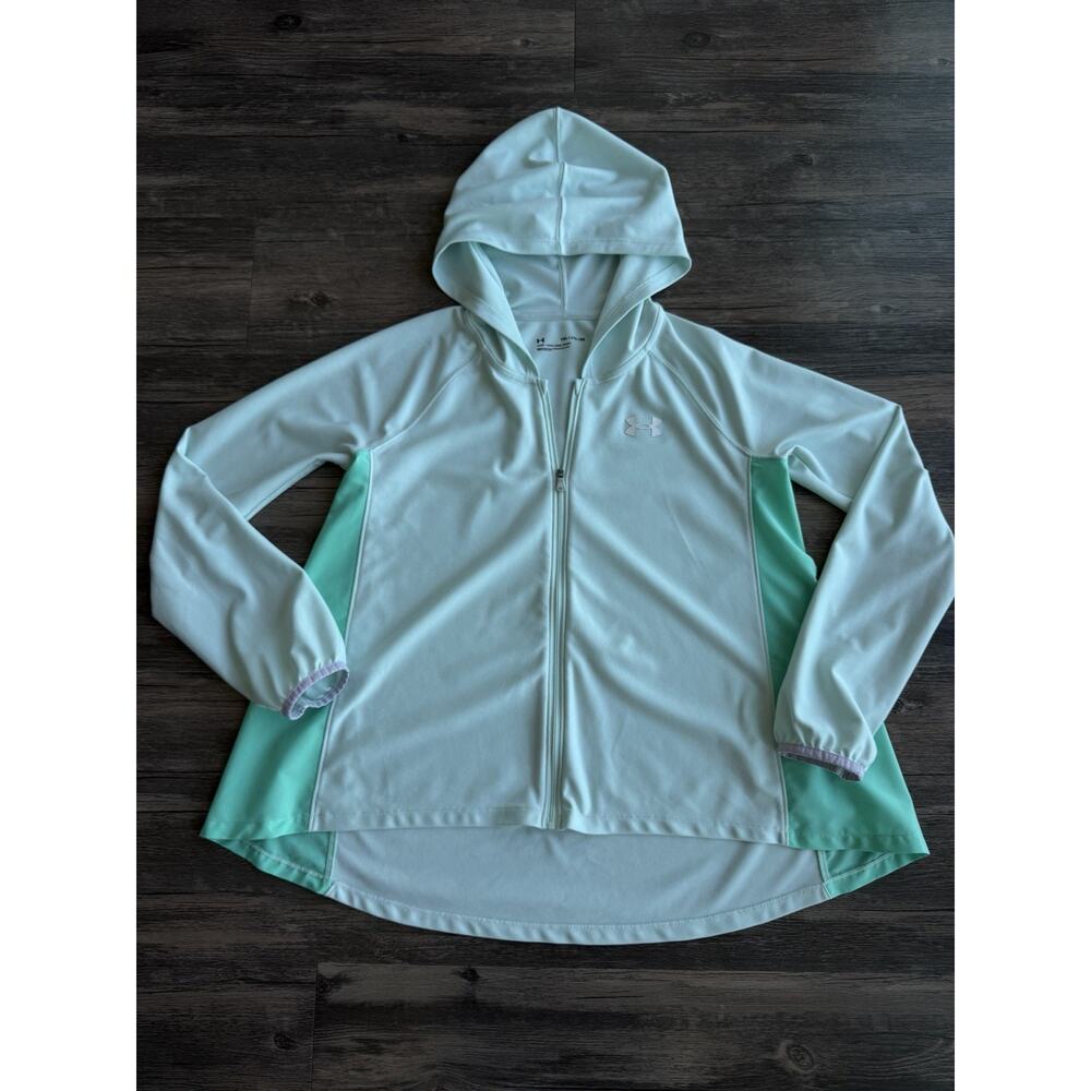 Under armour Hoodie Hooded Jacket Girls YXL Mint Green 100% Polyester